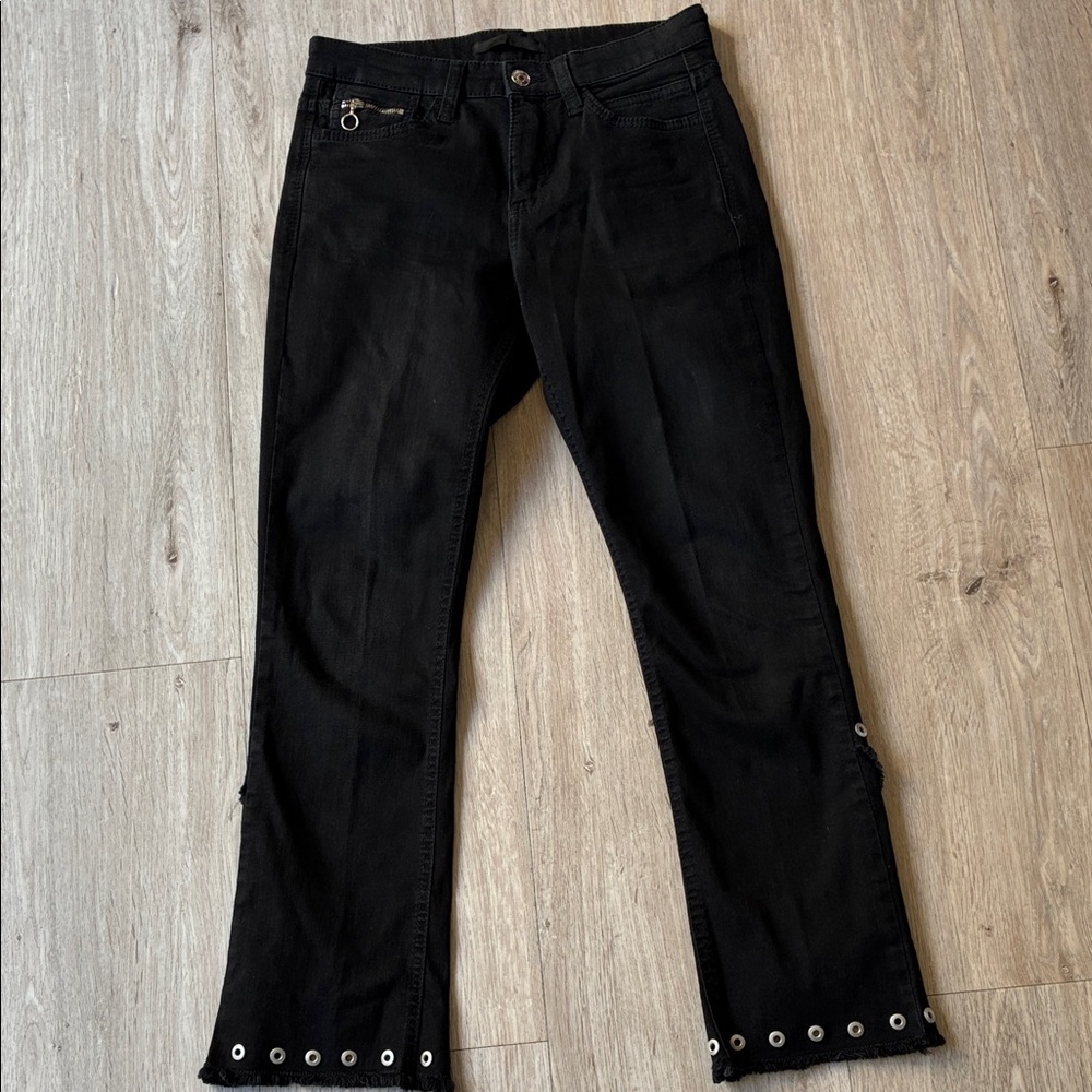 MAC black stretch grommet jeans